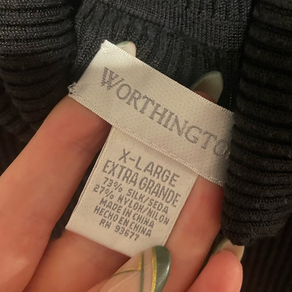 Worthington Black Silk Turtleneck Blouse Size XL - Picture 2 of 5